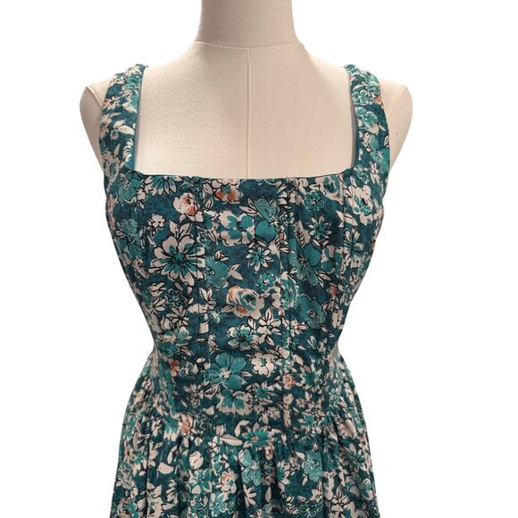 Land of the Free Women's Green Floral Tank Ruffled Lines Short Dress Large - Picture 4 of 13